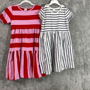 Lot of 2 Hanna Andersson Stripe Swing Dresses Cotton Casual School Play 140cm 10